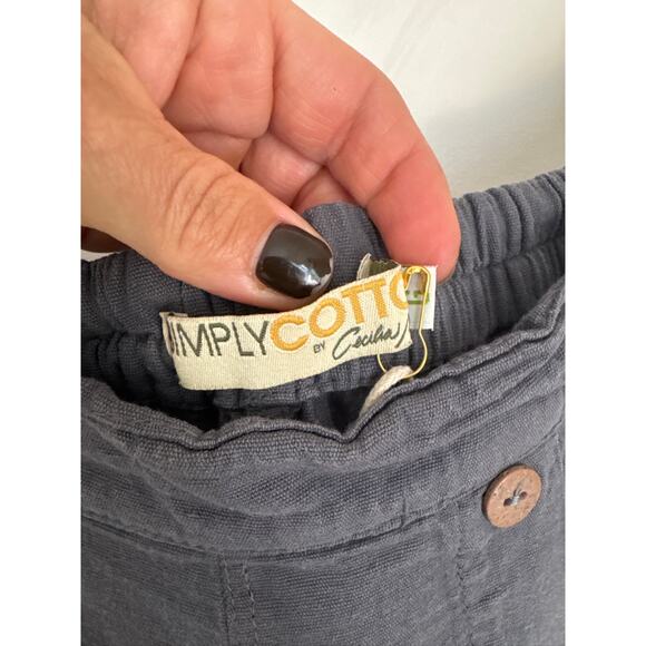 Simply Cotton by Cecilia Nathal Wide Leg Button-Front Cotton Pants in Gray - Picture 2 of 5